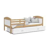 Lit Gigogne Mateo 90x190 matelas inclus Pin - blanc