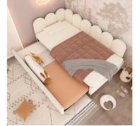 Lit Gigogne - MERAX - 90x200 cm - Velours Beige - Lit Tiroir 90x190 cm - 2 Places