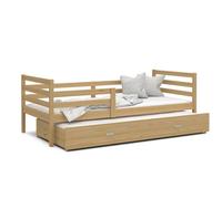 Lit Gigogne Milo 90x190 Pin Livré avec sommiers, tiroir et matelas en mousse de 7cm