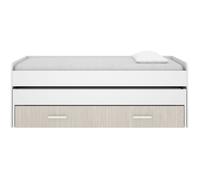 Lit gigogne - PEMA - 90 x 200 cm - Blanc / imitation lamelles