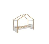 Lit gigogne pour enfant style maison coloris Blanc avec sommier - Longueur 195 x Hauteur 150 x Profondeur 97 cm- -