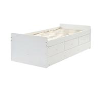 Lit gigogne TITOUAN avec 3 tiroirs - 90 x 190 cm - MDF et Pin - Blanc