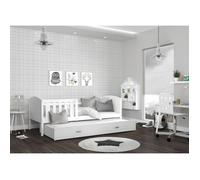 Lit Gigogne Tomy 90x190 matelas inclus Blanc - blanc
