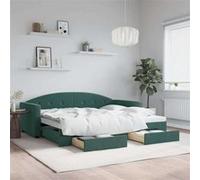 Lit gigogne vidaxl 222 x 192.5 x 75 cm en contreplaque sans sommier de couleur Vert G