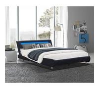 Lit gina pour matelas 140x200 Sommier+Tête de Lit Incurvee Couleur NOIR+Pieds en 5 cm i Noir G