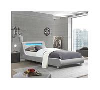 Lit gina pour matelas 90x190 Sommier+Tête de Lit Incurvee Couleur GRIS+Pieds en 5 cm 13 Lattesi