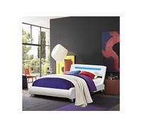 Lit gina pour matelas 90x200 Sommier+Tête de Lit Incurvee Couleur BLANC+Pieds en 5 cm 13 Lattes