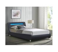 Lit gina pour matelas 90x200 Sommier+Tête de Lit Incurvee Couleur NOIR+Pieds en 5 cm 13 Lattesi