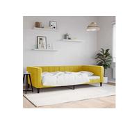 Lit gisele vidaxl 223 x 110 x 68 cm en velours sommier tapissier de couleur Jaune G