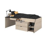 Lit Combiné enfant - Décor Chene Jackson et Noir - 90 x190/200 cm - KIM
