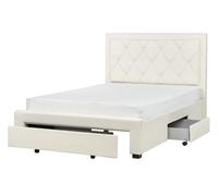 Lit Glamour Rangement Double Velours Capitonné 140 x 200 cm Beige Crème Lievin