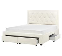 Lit Glamour Rangement Double Velours Capitonné 160 x 200 cm Beige Crème Lievin