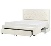 Lit Glamour Rangement Double Velours Capitonné 180 x 200 cm Beige Crème Lievin