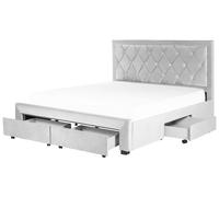 Lit Glamour Rangement Double Velours Capitonné 180 x 200 cm Gris Clair Lievin