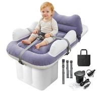 Lit gonflable pour enfant en avion, extension de siège pour enfants avec porte-gobelet, design à double chambre réglable, lit de voyage portable avec pompe à main et sac de transport, s'adapte à la