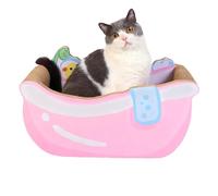 Lit griffoir mignon pour chat - Salon en forme de baignoire 50,8 cm, nid en carton ondulé, coussin de protection pour meubles, article de jeu d'intérieur pour chatons, animaux de compagnie