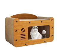 Lit griffoir pour chat, planche à chat de 55 x 29 cm, jouets interactifs pour chat, chariot à roulettes portable, broyeur à griffes authentique pour l'entraînement des chats d'intérieur
