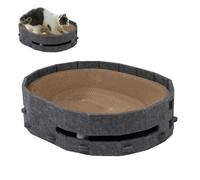 Lit griffoir pour chats | Jouet grattoir en carton avec boules cloches pour chats - Plateau interactif à gratter - Pour chambre, salon, bureau, balcon, voyage, hôtel, camping