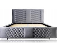 Lit Gris Lit double Moderne Lit élégant Coussin Tissu Chambre à coucher Moderne Nouveau