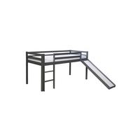 Lit gris mi-haut avec matelas sommier à lattes