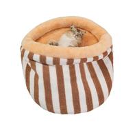 Lit Grotte De Chat Sac en Peluche Douce, Chaude, Confortable, Design | Lit Pochette Chats Pour La Maison Chiot Intérieur Et Extérieur Hiver Noël Halloween Nouvel An Porche Brun