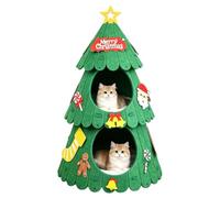 Lit Grotte de Noël pour Le Chat Nid pour Animal en Feutrine Chaude À Deux | Grotte Pour Chat Avec Motif Bonhomme En D'Épices, Père Noël Et Cloche , Repos, , À