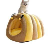 Lit Grotte pour Chat Abri Design Abeille, Maison Chaude pour et Tanière | Panier Maison Lit Chat Appartement, Balcon, Pièce, Maison, Repos et Sommeil pendant la Nuit et l'Après-midi