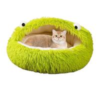 Lit grotte pour chat - Calme l'anxiété instantanément, capuche semi-fermée iglo de luxe, 50 cm de diamètre + capacité de 7,5 kg, tissu en velours doux et polaire chaude - pour dormir en hiver pour