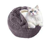 Lit Grotte pour Chat Caverne Ronde en Peluche avec Couverture | Nid pour Animaux en Temps Froid Pour Chien Chat Lapin Animaux De Petite Taille Intérieur Noël Chambre Salon Balcon