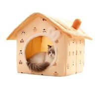 Lit grotte pour chat, nid fermé pour animaux de compagnie, abri félin chaud, conception en peluche douce avec base antidérapante, lieu de repos confortable pour animaux de compagnie pour intérieur, ma
