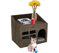 Lit grotte pour chats, durable, tapis coussin, thé brun
