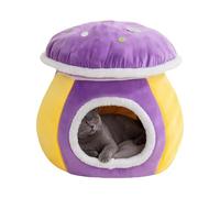 Lit grotte pour chats - Pour chiens avec design de champignon semi-fermé, pour dormir au chaud en forme de grotte | pour salon, chambre, balcon, appartement maison