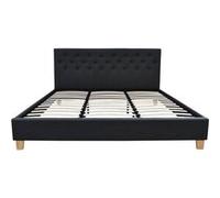 Lit habitat et jardin 187 x 218 x 102 cm en contreplaque sommier a lattes pour 2 personnes de couleur gris Gris G