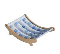 Lit hamac pour chat - Beige/marron - Chaise longue lavable en bois résistant aux rayures - Tapis rafraîchissant pour chat - 50,8 x 45,7 x 25,4 cm - En coton - Pieds surélevés - respirante