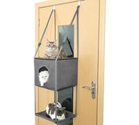 Lit Hamac Pour Chat - Chaise Longue Montée Sur Porte, Grimpeur Pliable Pour Chat | Construction En Métal PVC Polyester 16x13 Pouces, Boucle Sécurisée En Sangle Réglable, Perche De Repos Surélevée, Con
