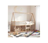 Lit haut avec toit 75x190 cm bois de pin massif, lit, cadre de lit, lit mezzanine, meuble de chambre à coucher, 3282101