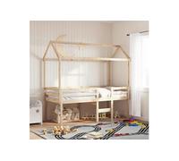 vidaXL Lit haut avec toit Meuble de chambre intérieur en bois de pin massif