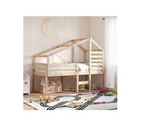 Vidaxl Lit Haut Avec Toit 80x200 Cm Bois De Pin Massif Marron