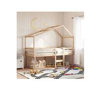 Lit Haut avec Toit Enfant Meuble de Chambre Intérieur Bois de Pin Massif vidaXL