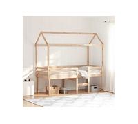 Lit haut avec toit 90x190 cm bois de pin massif, lit, cadre de lit, lit mezzanine, meuble de chambre à coucher, 3282138
