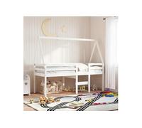 Lit haut avec toit blanc 80x200 cm bois de pin massif, lit, cadre de lit, lit mezzanine, meuble de chambre à coucher, 3282096