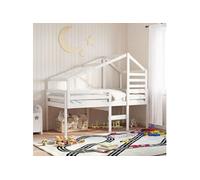 Lit haut avec toit blanc 90x190 cm bois de pin massif, lit, cadre de lit, lit mezzanine, meuble de chambre à coucher, 3281981