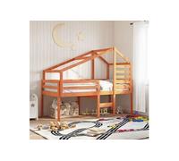 Lit haut avec toit cire marron 75x190 cm bois de pin massif, lit, cadre de lit, lit mezzanine, meuble de chambre à 3281985