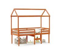 Vidaxl Lit Haut Avec Toit Cire Marron 80x200 Cm Bois De Pin Massif Marron