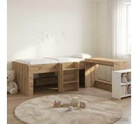 vidaXL Lit haut pour enfants avec bureau en bois d'ingénierie Chêne noir 80 x 200 cm