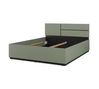 Lit Havana 160x200 cm - Coloris Vert Sauge et Noir - Structure Robuste et Design Moderne