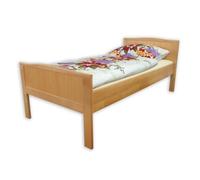 Lit hêtre naturel 90x200 extra haut pour les seniors structure de lit sans literie 60.70-09oR