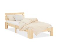 Homestyle4u Lit simple 90 x 200 cm avec sommier à lattes et matelas à ressorts, lit en bois massif naturel de pin