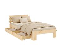 Cadre Lit Simple 90x200 bois avec matelas à ressorts et 2 tiroirs - Homestyle4u