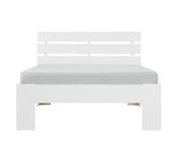 Homestyle4u Lit simple en bois 2190 – 90x200, sommier à lattes, pin massif – Blanc